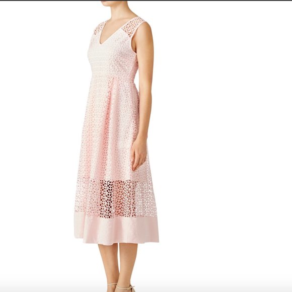 NEW ST by Olcay Gulsen Blush Pink Geometric Lace Dress NWOT - Picture 2 of 13